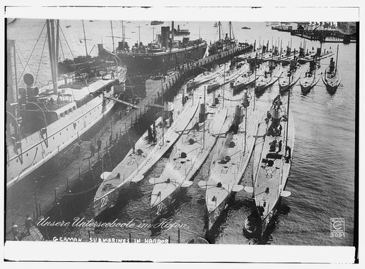 German submarines in harbor
