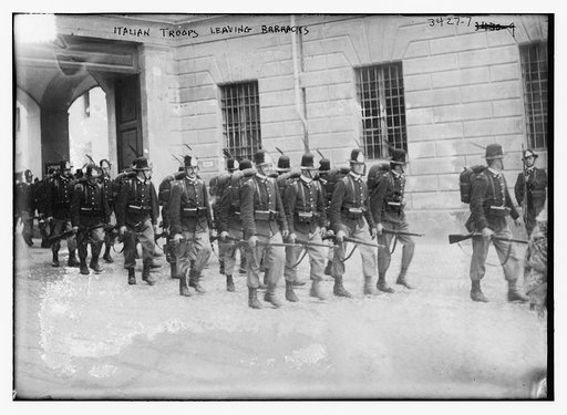 Italian troops leaving barracks