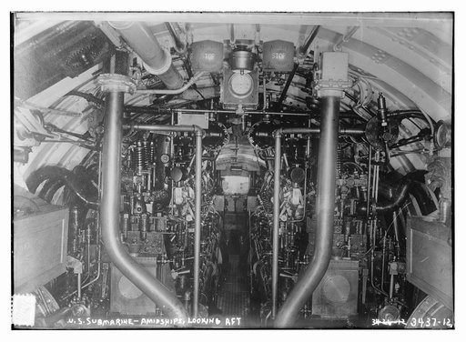 U.S. Submarine -- Amidships, looking aft