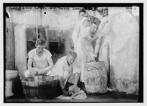 Scrub and Wash Clothes -- Naval Training School, Newport