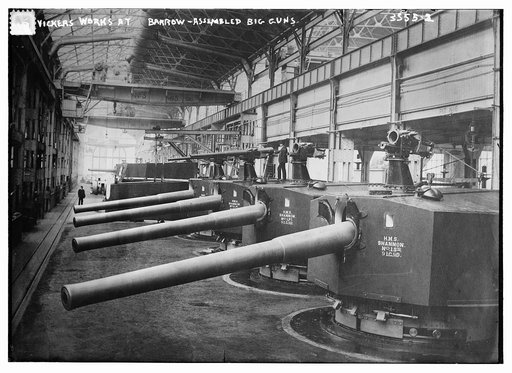 Vickers Works at Barrow -- Assembled big guns