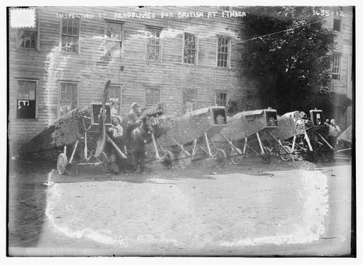 Inspection of aeroplanes for British at Ithaca