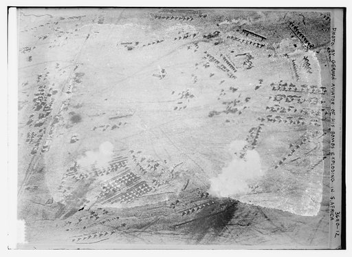 Photo by German Aviator of his bombs exploding in S. Africa