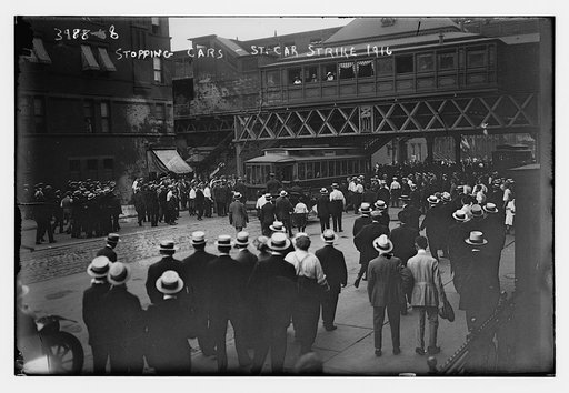 Stopping cars - St. car strike 1916