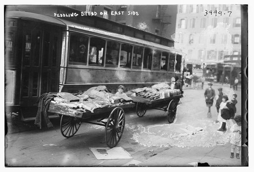 Peddling bread on  east side
