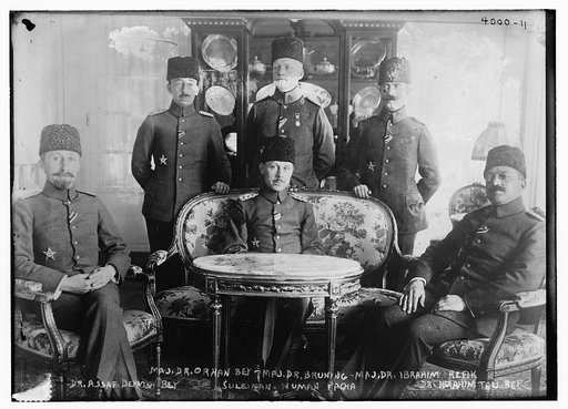 Maj. Dr. Orhan Bey, Maj. Dr. Bruning, Maj. Dr. Ibrahim Refik, Dr. Assaf Dervish Bey, Suleiman Numan Pacha, Dr. Ibrahim Tau Bey
