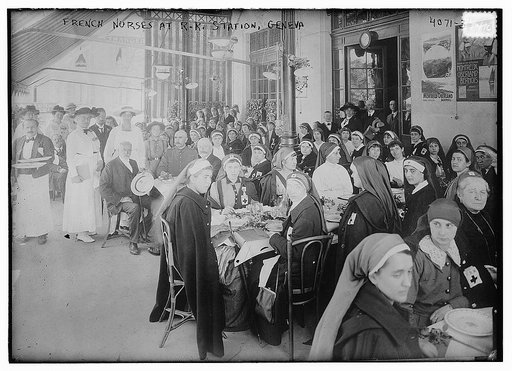 French Nurses at R.R. station, Geneva