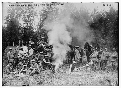 Germans cooking near firing line, North Sea Coast