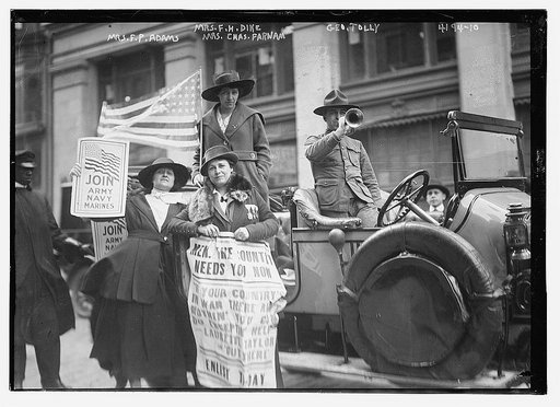 Mrs. Chas. Farnam, Mrs. F.H. Dike, Mrs. F.P. Adams, Geo. Tolly [recruiting