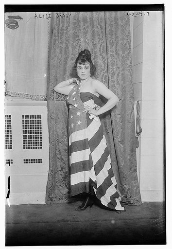 Alice Brady [draped in Old Glory