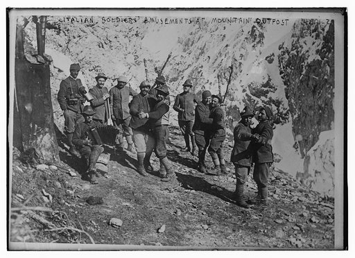 Italian soldiers' amusements at mountain outpost