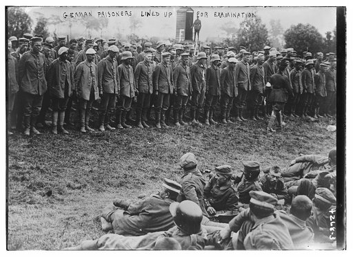 German prisoners lined up for examination