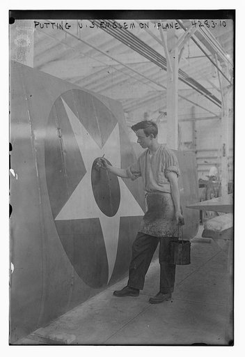Putting U.S. Emblem on plane