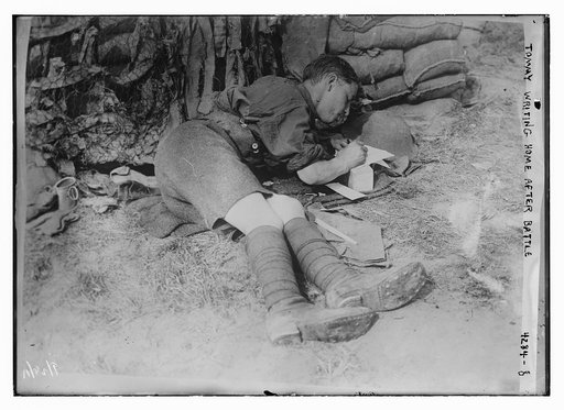 Tommy writing home after battle