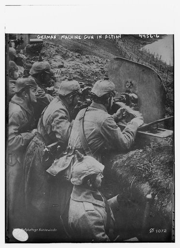 German machine gun in action