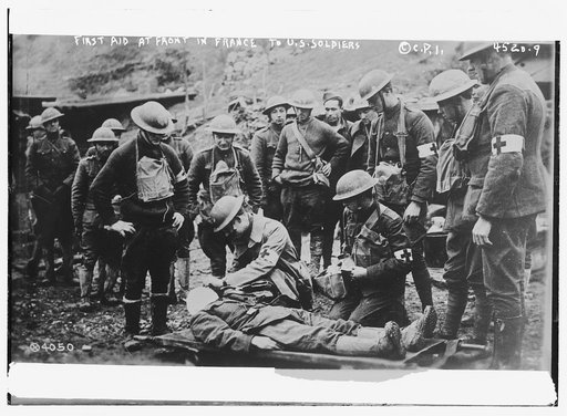 First Aid at Front in France to U.S. soldiers