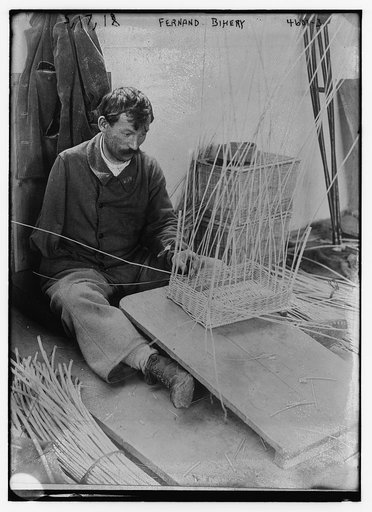 Fernand Bihery [making baskets, French School for crippled soldiers