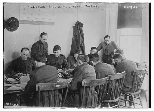 Teaching English to crippled soldiers