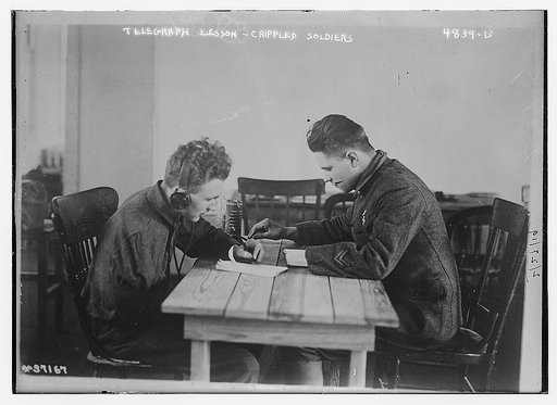 Telegraph lesson - crippled soldiers
