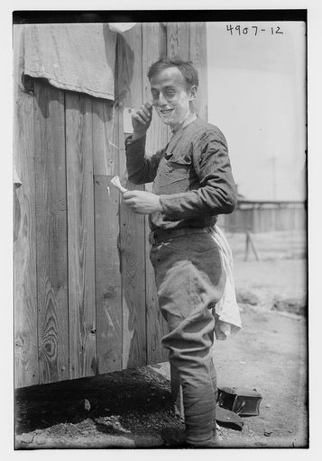 Soldier shaving