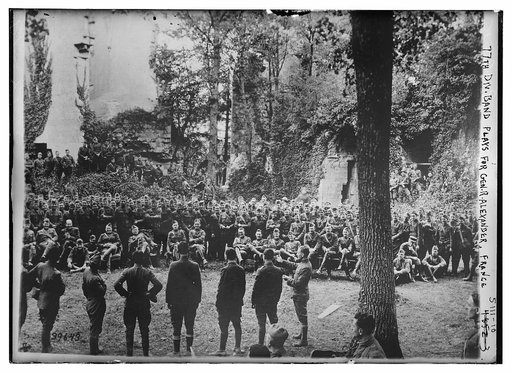77th Div. Band plays for Gen. R. Alexander, France