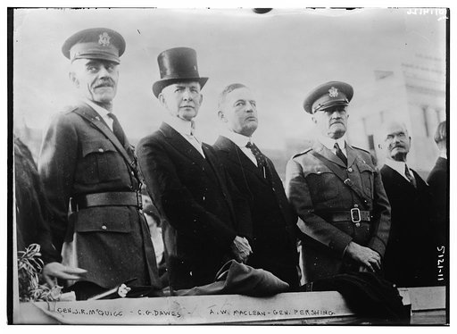 Gen. J.R. McQuigg, C.G. Dawes, A.W. Maclean, Gen. Pershing