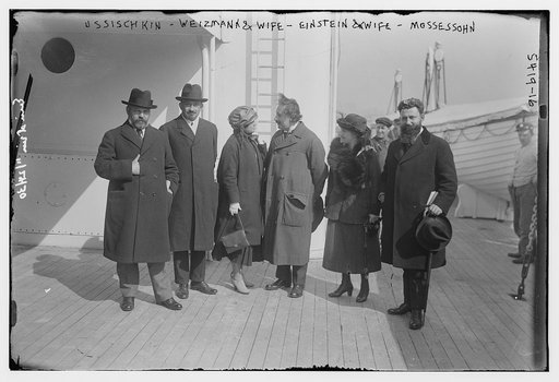 Ussischkin [Ussishkin], Weizmann & wife, Einstein & wife & Mossessohn [i.e. Mossison