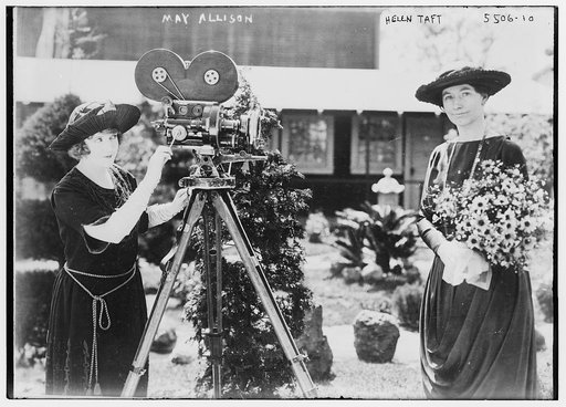 May Allison [with movie camera], Helen Taft