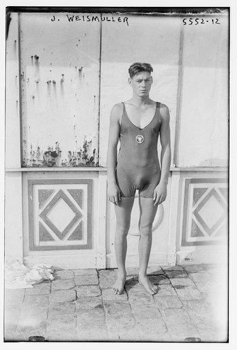 J. Weismuller [i.e., Johnny Weissmuller] [Tarzan & swim champ