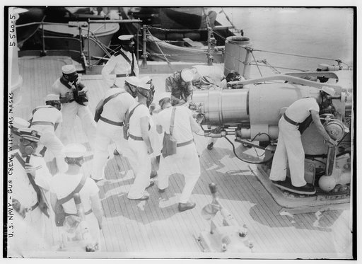U.S. Navy - gun crew with gas masks, 3/11/25