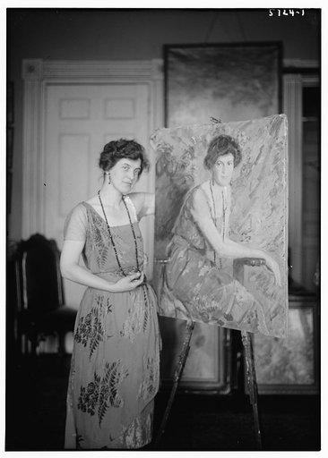 ______________next to painted portrait