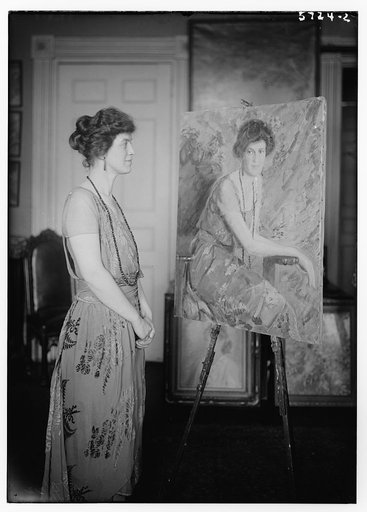 ______________next to painted portrait