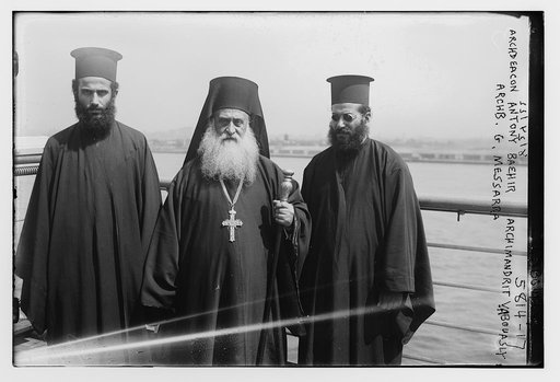 Archdeacon Anthony Baehir [i.e. Bashir], Archimandrit V. Abouasly and Archb. [i.e. Archbishop] G. Messarra
