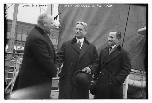 John P. O'Brien, Hiram Johnson & son Hiram