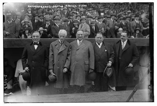Jacob Ruppert, Judge Kenesaw M. Landis, Tillinghast Huston, Harry Frazee, lawyer and politician Edward Joseph Flynn, at Yankee Stadium, 4/18/23 (baseball)