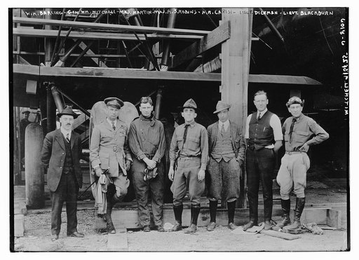 W.H. Barling, Gen. Wm. Mitchell, Maj. Martin, Maj. A.S. Robins, Mr. Carisi, Lieut. Dickman, Lieut. Blackburn