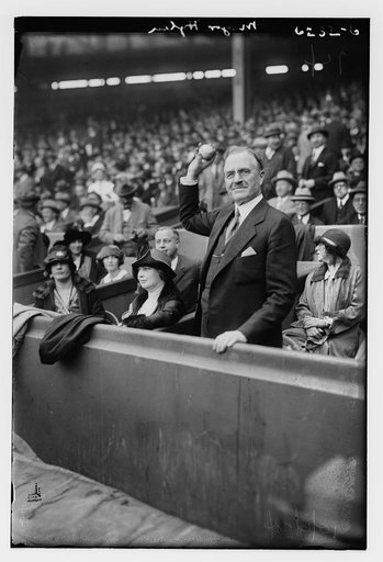 New York City Mayor James J. Hylan throwing first ball (baseball)