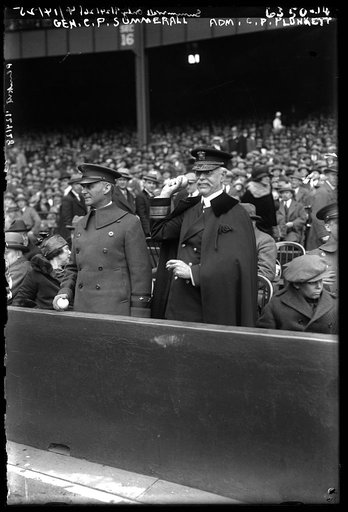 Gen. C.P. Summerall & Adm. C.P. Plunkett at baseball game, 1925.