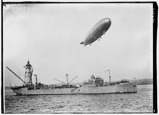 U.S.S. PATOKA & SHENANDOAH (blimp overhead)