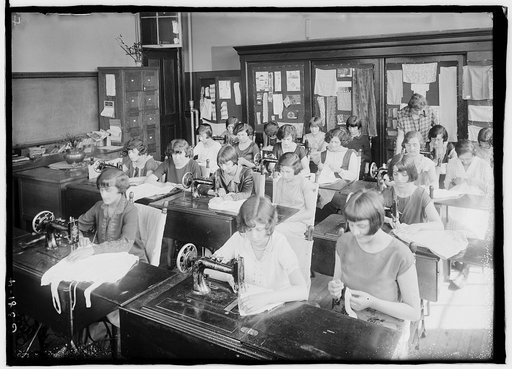 Girl's sewing class