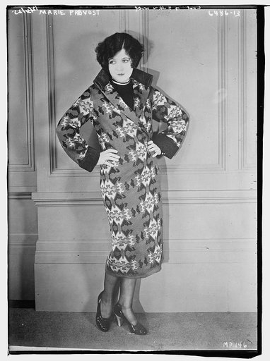 Marie Provost [i.e. Prevost] wearing coat of silk & wool