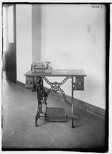 Graphophone, an early dictation machine, in a room