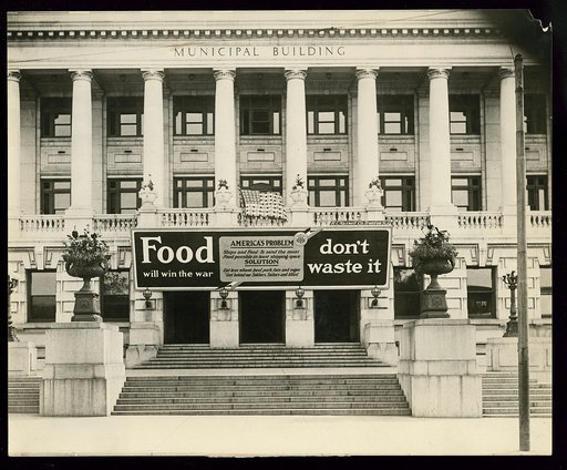 Municipal building, Trenton, N.J., the first to be equipped with the U.S. Food Administration's sign