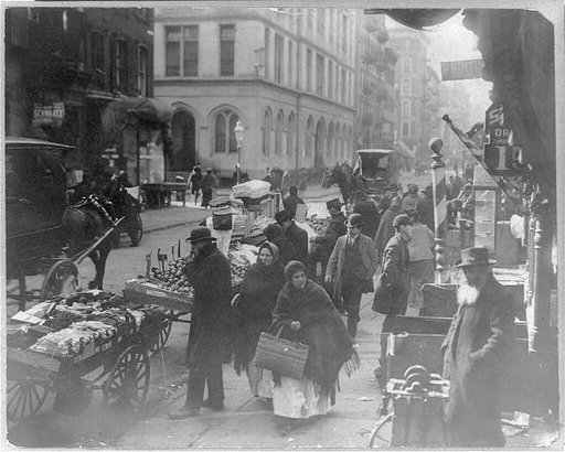 New York City street peddler; Rivington Street scene