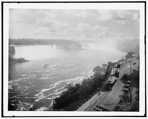 Niagara Falls from the Canadian shore [with Niagara Gorge Railroad