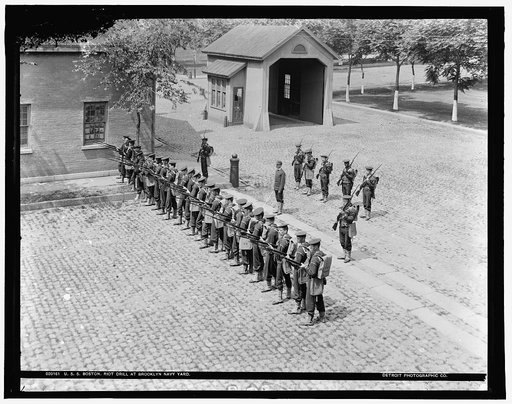 U.S.S. Boston, riot drill at Brooklyn Navy Yard