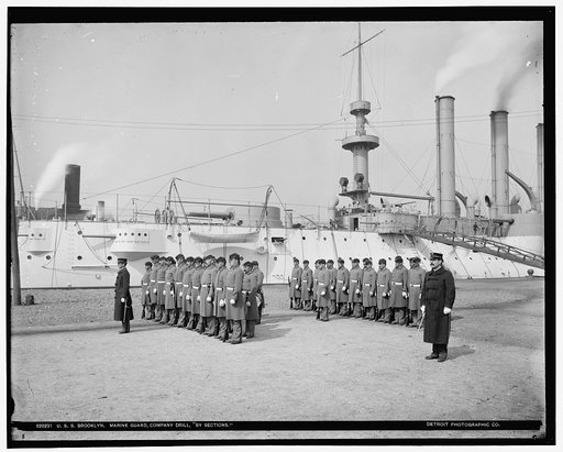 U.S.S. Brooklyn, Marine guard, company drill by sections
