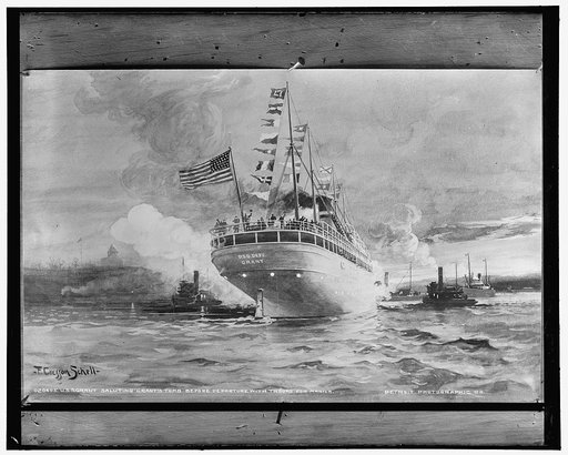 U.S.S. Grant saluting Grant's Tomb before departure with troops for Manila