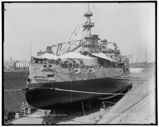 U.S.S. Oregon in dry dock, Brooklyn Navy Yard