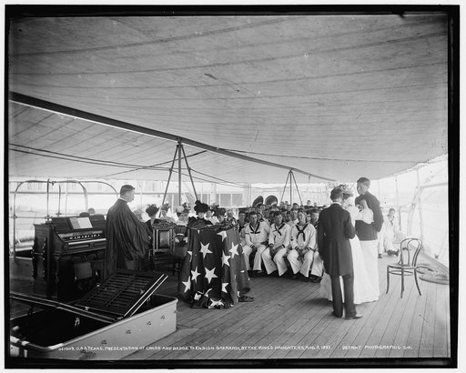U.S.S. Texas, presentation of cross and badge to Ensign Gherardi by the King's daughters, Aug. 8, 1897